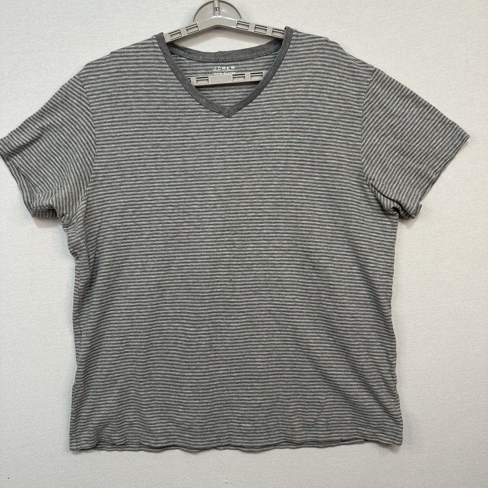 J Crew Men's XL Gray Striped Shirt Classic‎ Preppy Cotton